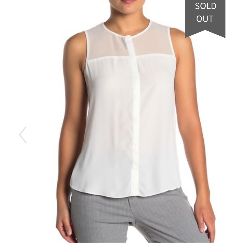 T Tahari Hidden Placket Sleeveless Blouse Sz SP